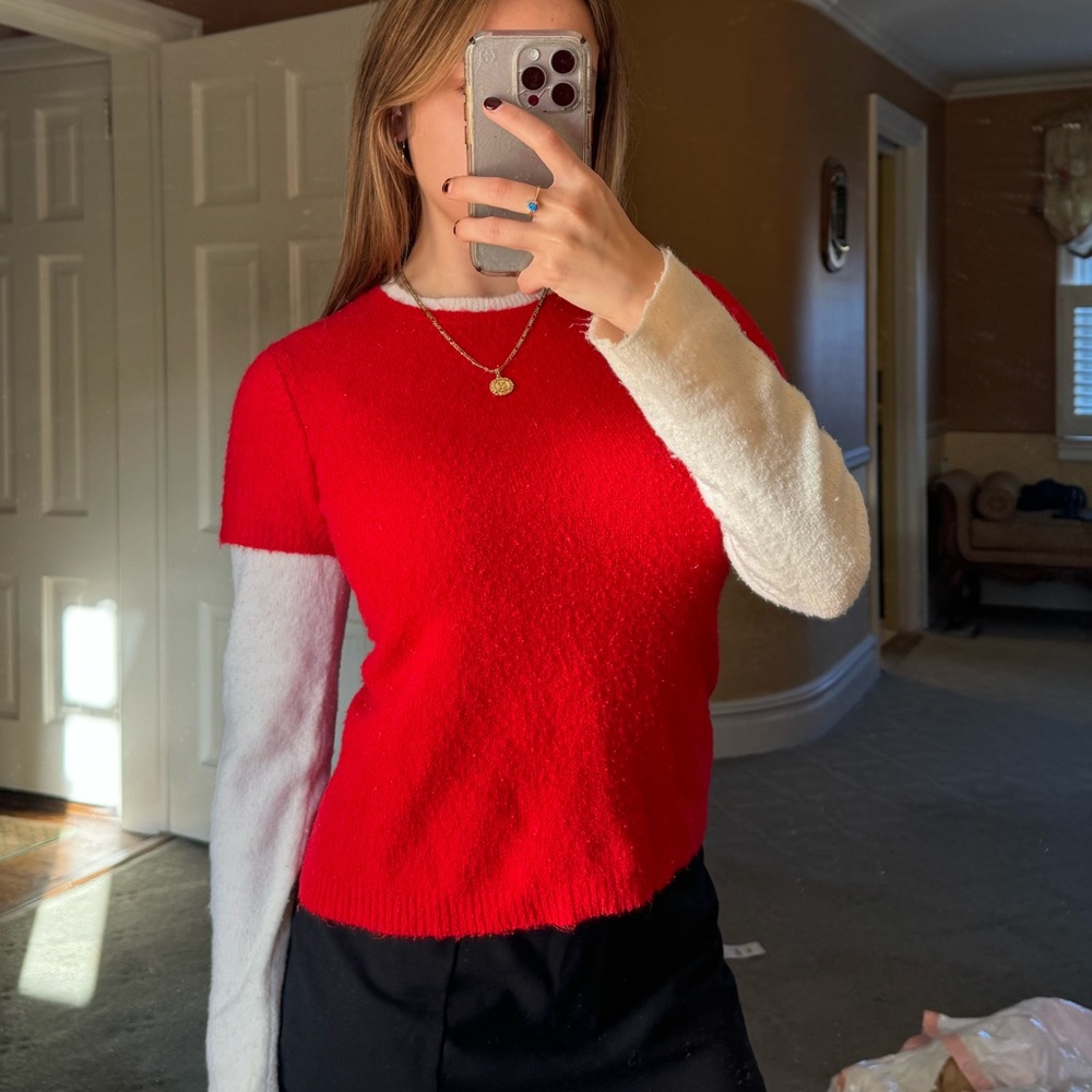 Vintage knit/wool layered top